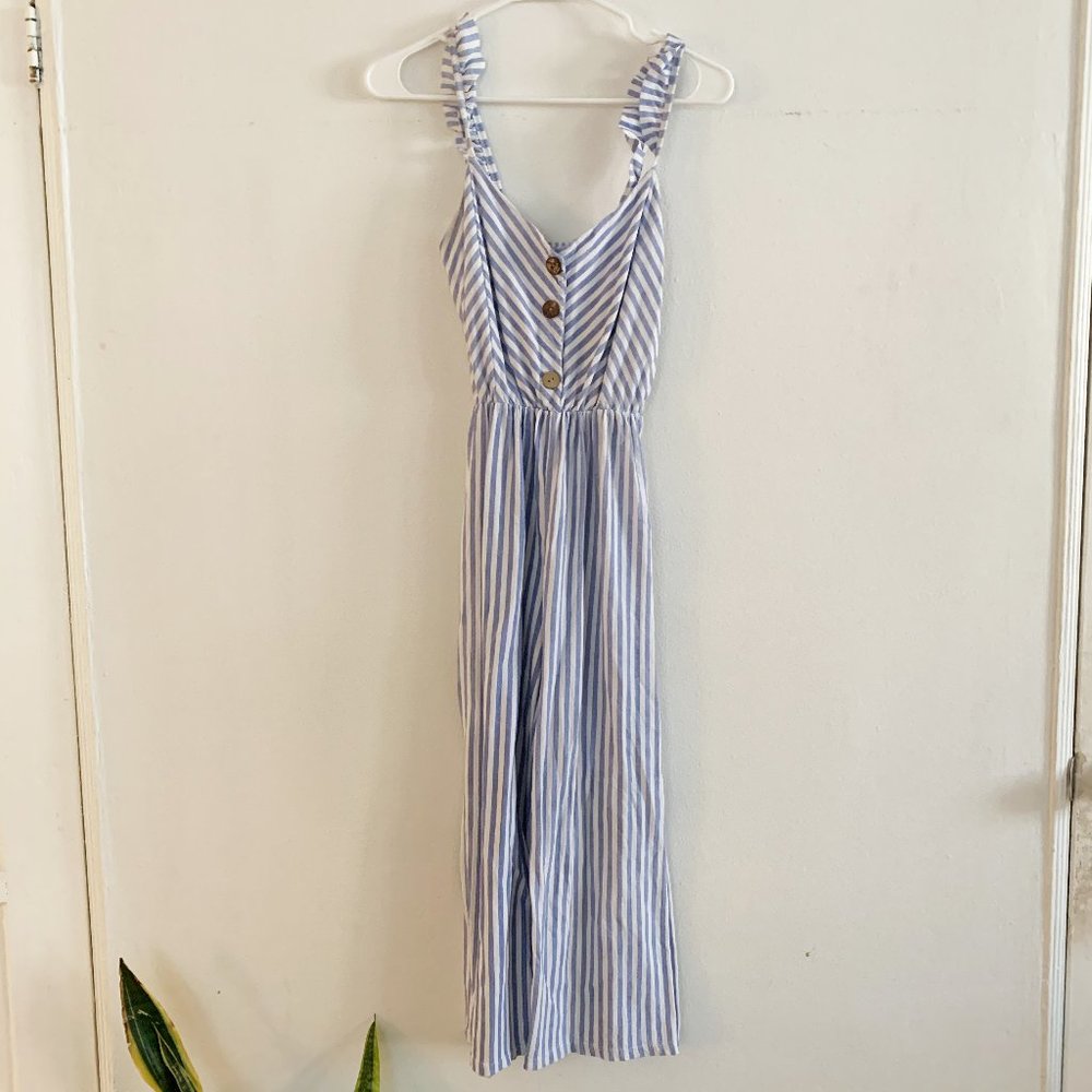 Blue and White Striped Jumpsuit / Romper